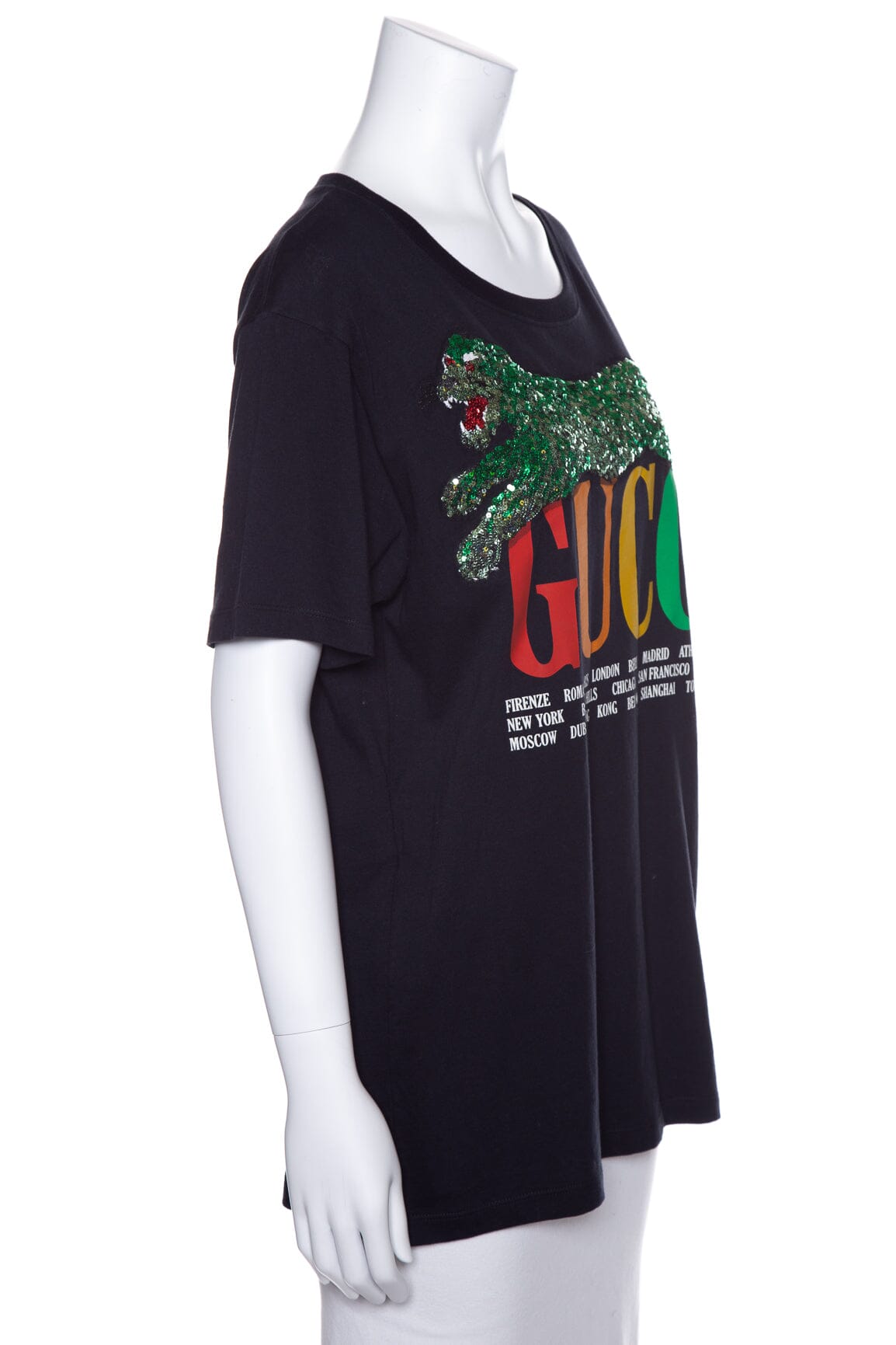 Gucci Multicolor Tiger Sequin and Cities T-Shirt SZ S