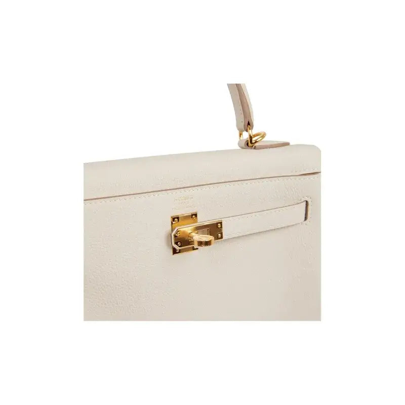HERMES Kelly 25  cream Togo leather Bag Handbag (25,28)