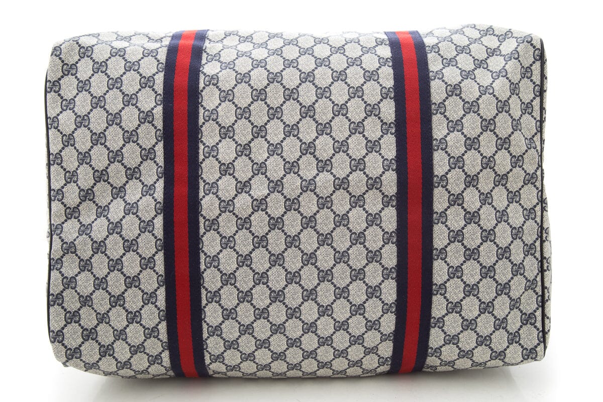 Gucci Navy & Red Web Trim GG Coated Canvas Duffle