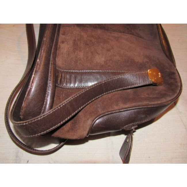 Gucci Vintage Pursesdesigner Purses Dark Brown Suede And Leather Leathersuede Satchel
