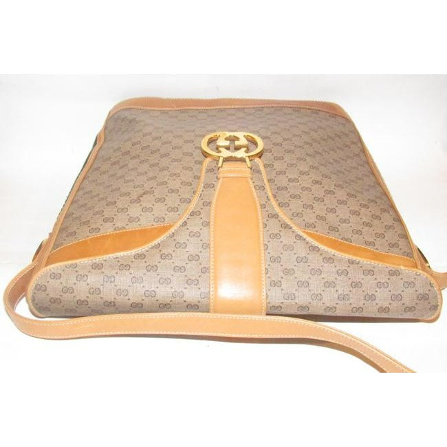 Gucci Brown Micro Guccissima Print Leather Bucket Bag W Red Green Striped Sides