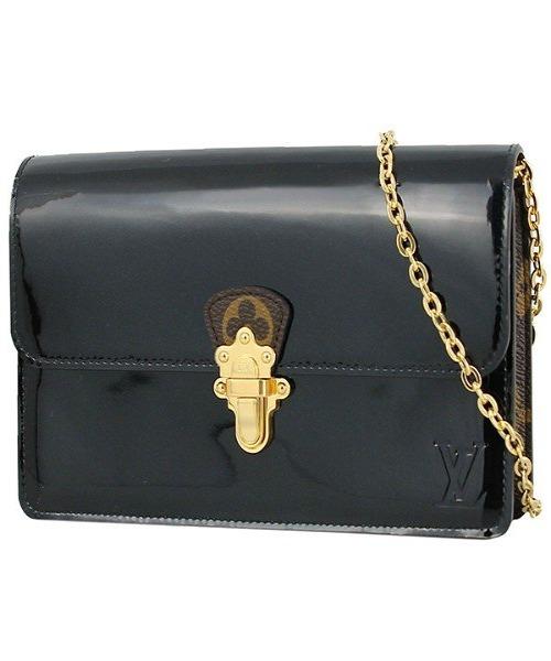 Louis Vuitton Cherrywood Chain Wallet Patent Leather Monogram Noir