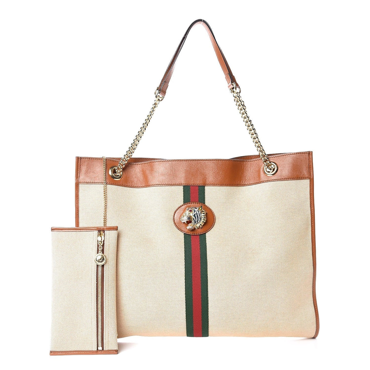 Gucci Rajah Large Canvas Tote Bag in Beige