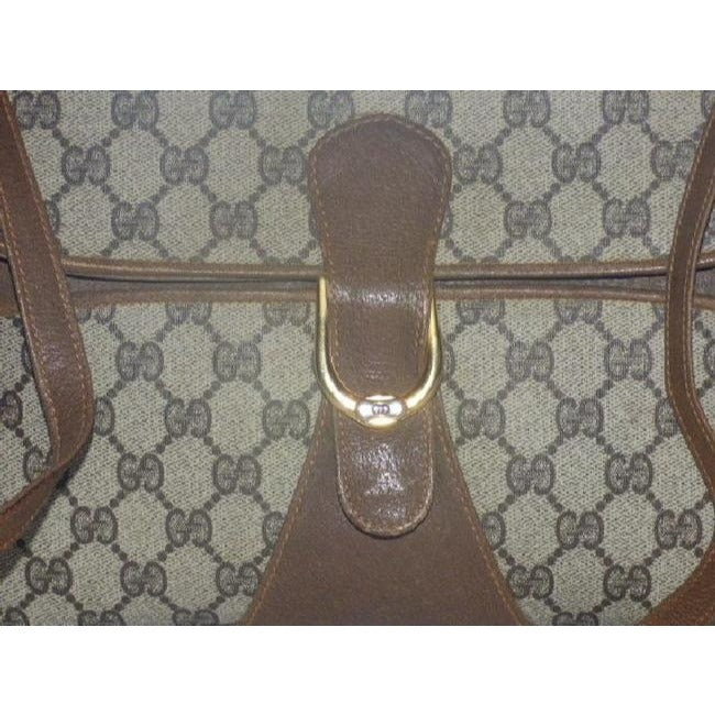 Gucci Vintage Pursesdesigner Purses Brown Large G Logo Print Coated Canvas And Brown Leather Shoulde