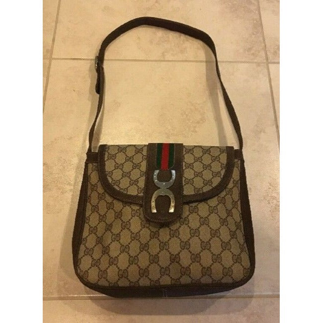 Gucci Ophidia Top Handle Tote Gg Supreme Shelly Stripe Shades Of Brown With Large G Logo Print Leath
