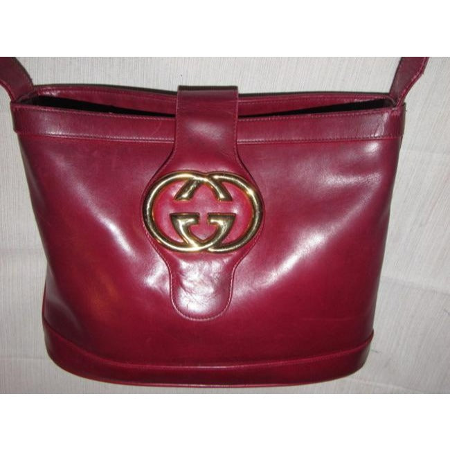 Gucci Vintage Pursesdesigner Purses Reddish Burgundy Leather Satchel