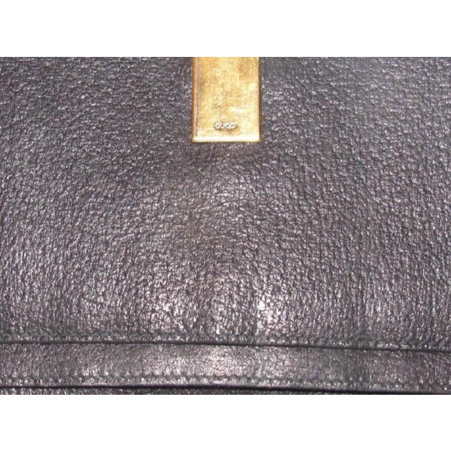 Gucci Black Leather With Gold Belt Buckle Clasp Vintage Wallet