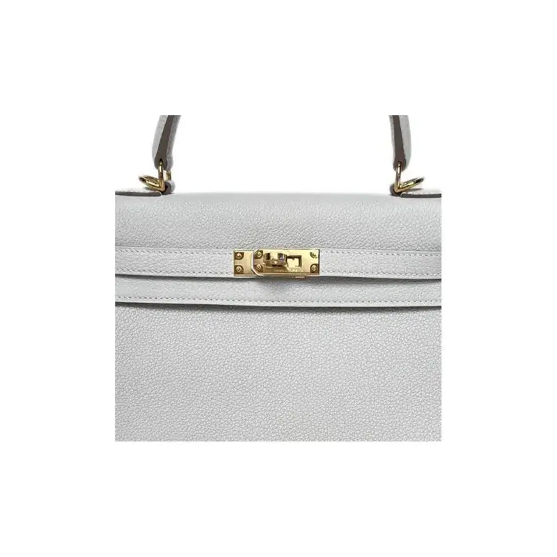 HERMES Kelly 25 cream gray Togo leather Bag Handbag (25,28)