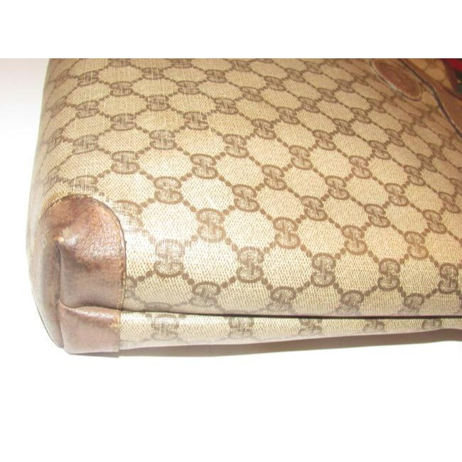 Gucci Vintage Leather And Large G Logo Print Coated Canvas In Shades Of Brown