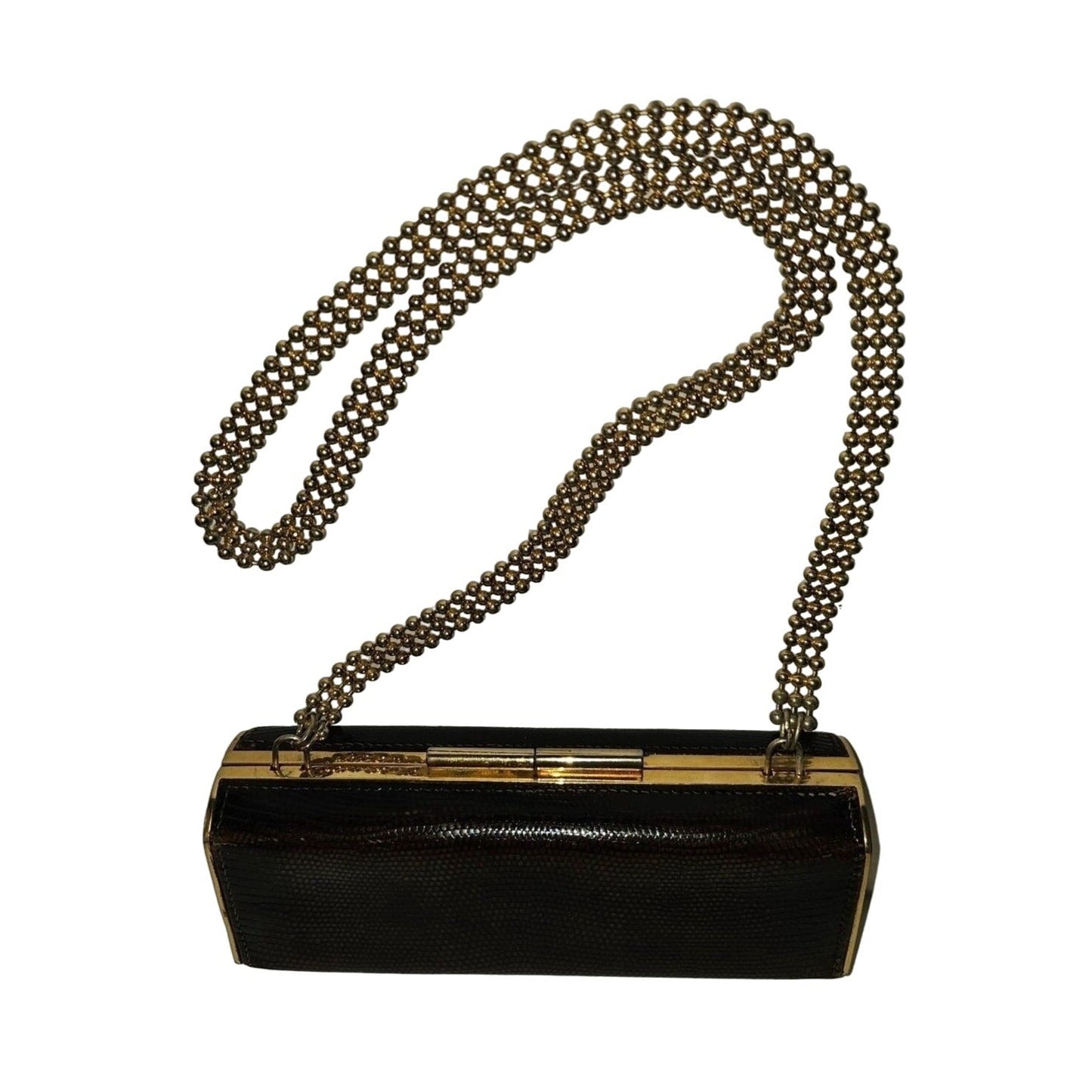 Gucci python two-way boxy 50's purse w gold chain strap