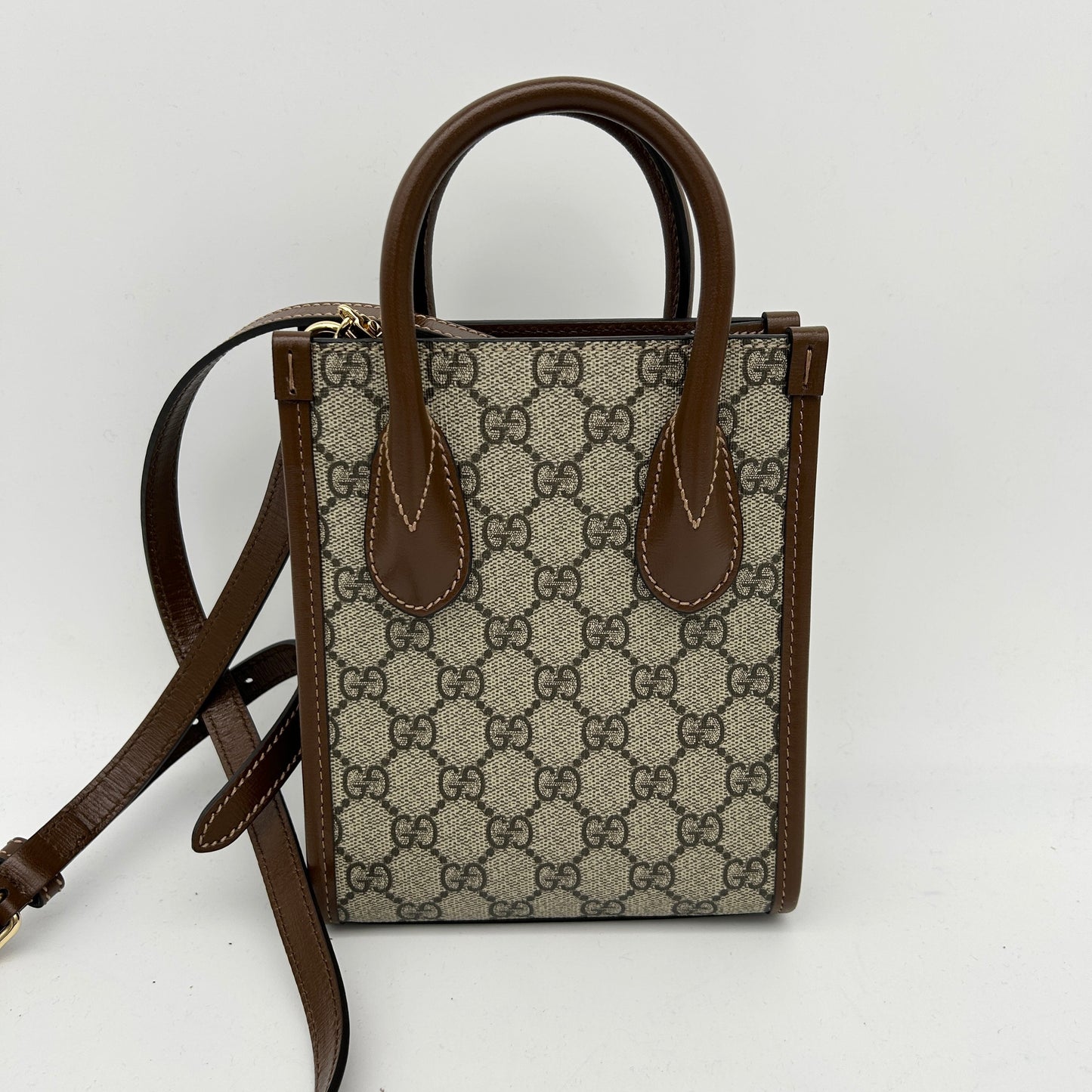 GUCCI Mini Bag With Interlocking G, Beige, GG Canvas 24120201