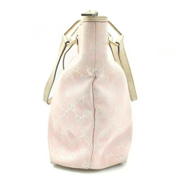 Gucci Pink Guccissima Print Canvas And White Leather Eclipse Bucket Bag