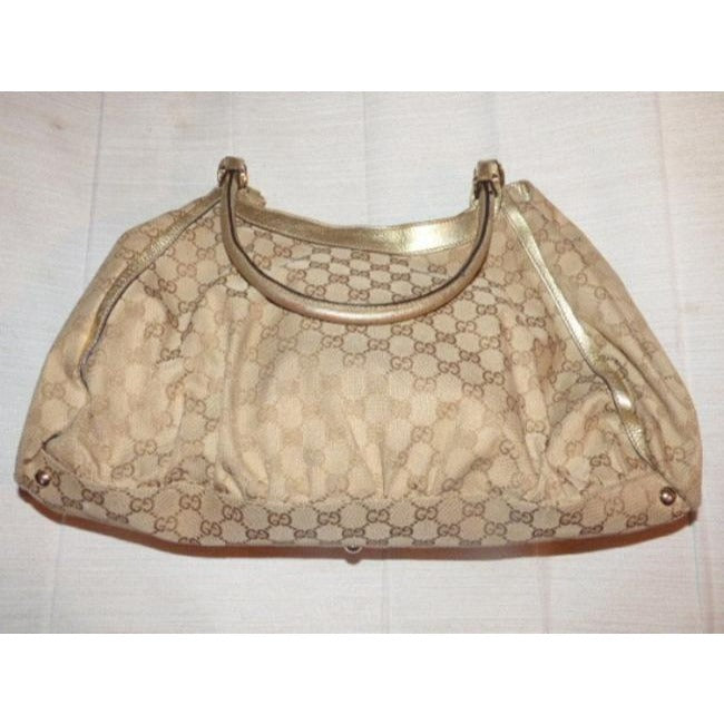 Gucci Abbey Guccissima Print D Ring Brown Leather Shoulder Bag