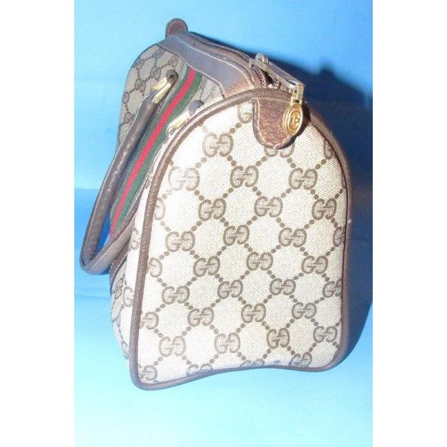 Gucci Boston Bag Guccissima Print Coated And Leather Brown Patent Gg Canvas Satchel