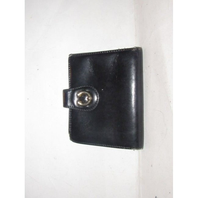 Gucci Navy Leather Exterior With Red Leather Lining And Gold Horseshoe Accent Vintage Walletdesigner