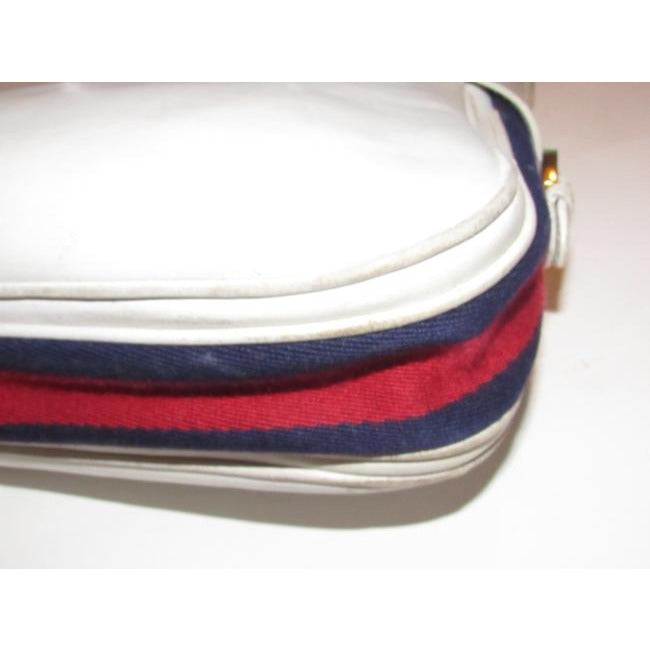 Gucci Vintage Pursesdesigner Purses White Leather With Red And Blue Striped Accents Canvas Shoulder