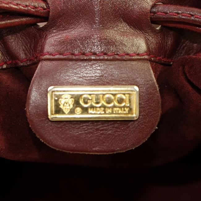 Gucci Bucket Bag Drawstring Burgundy Leather Satchel