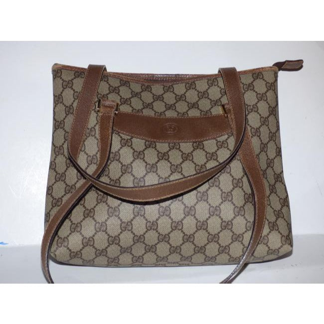 Gucci Gg Supreme Bag Canvasleather Brown Guccissima Print Coated Canvasleather Tote
