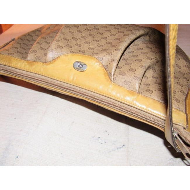 Gucci Sukey Vintage Brown Small G Logo Print Coated Canvas And Camel Leather