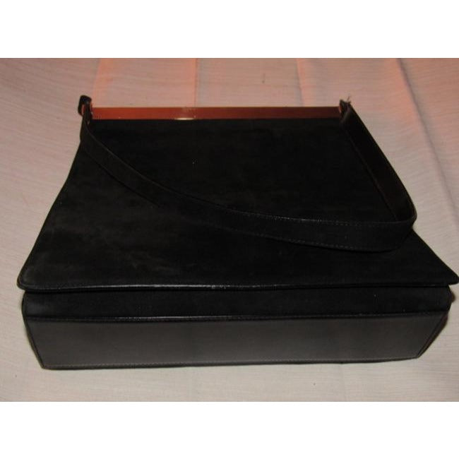 Gucci Suedeleather Top Handle Black Suedegold Patent Leather Shoulder Bag