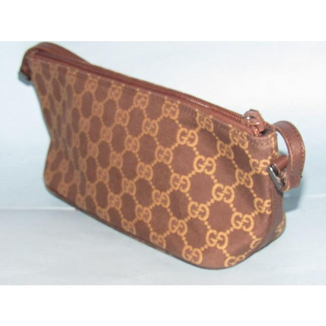 Gucci Vintage Camel Large G Logo Print On Brown Canvas And Brown Leather