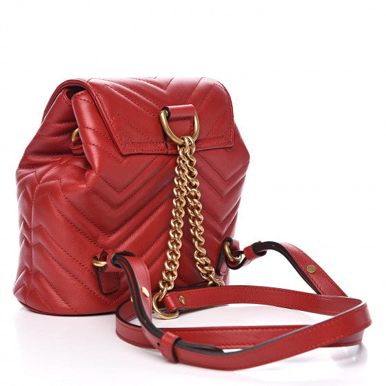Gucci Marmont Quilted Leather Backpack in Red