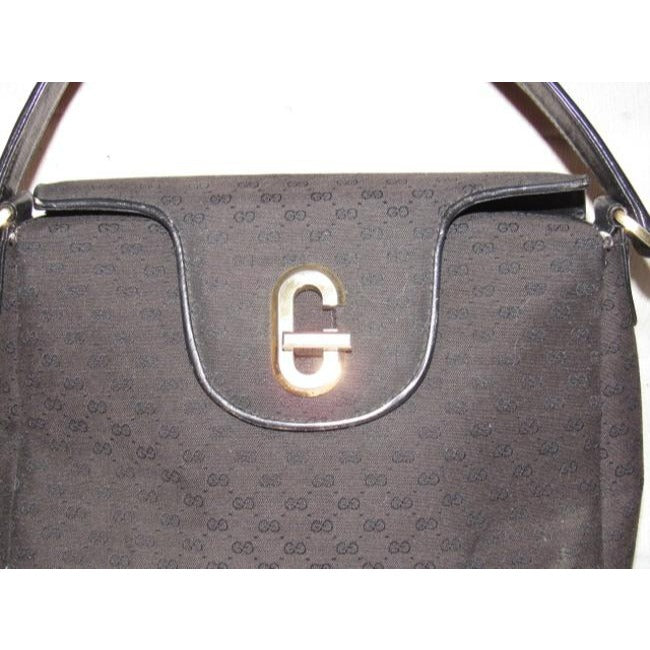 Gucci Black Micro Guccissima Print Jackie Satchel w G Twist Clasp