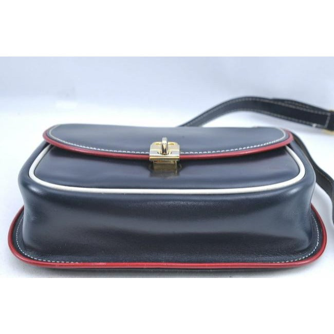 Gucci Handle Bucket Bag Padlock Xl W Gold Navy W Redwhite Trim Leather Satchel