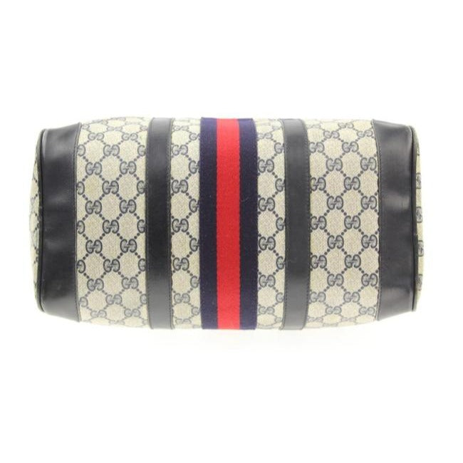 Gucci Boston Bag Xl Guccissima Print Coated Canvas Early Blue Leather And Gg Leather Satchel