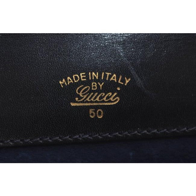 Gucci Jackie W Buckle Hardware Navy Leathergold Satchel
