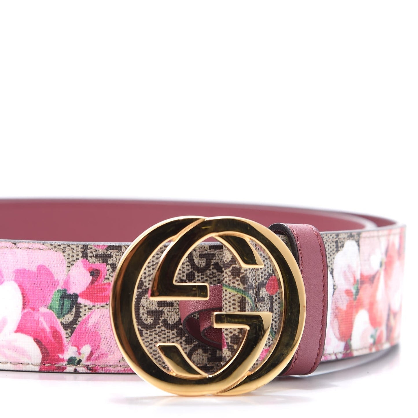 Gucci GG Supreme Monogram Blooms Print Belt in Pink