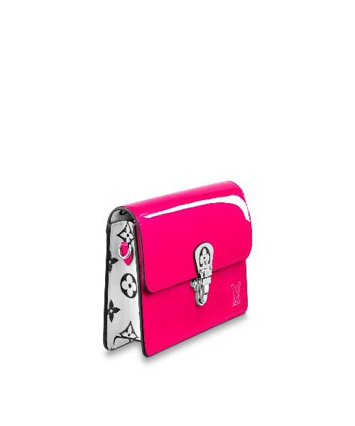 Louis Vuitton Cherrywood Chain Wallet Patent Leather Monogram Berlingot Pink