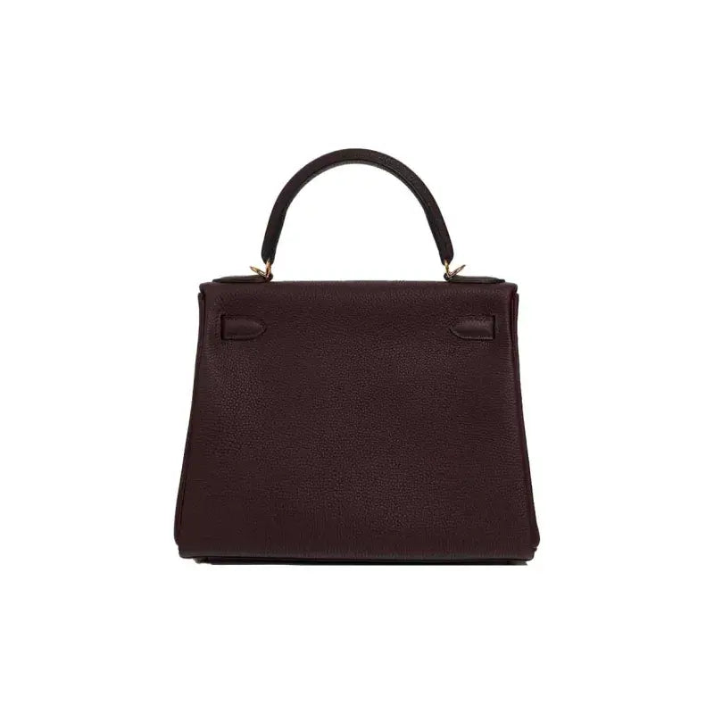 HERMES Kelly 25 Saddle Red Togo leather Bag Handbag (25,28) silver hardware