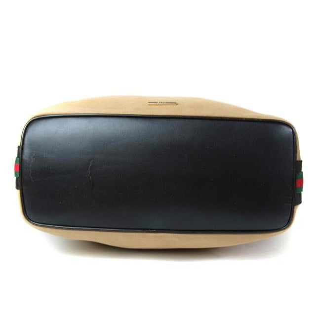 Gucci Vintage Brown And Gg Leather Hobo Bag