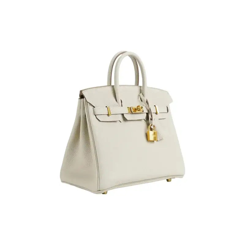 HERMES Birkin 25 Bag Milkshake White togo Leather Handbag (25,28)  gold hardware