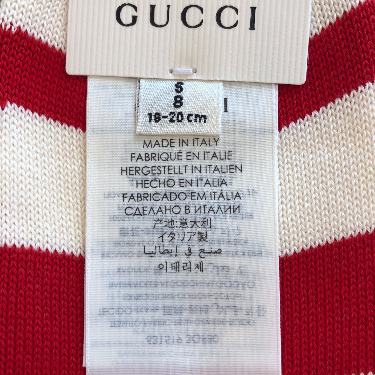 Gucci Red and White Striped Knitted Ankle Socks with Cherries