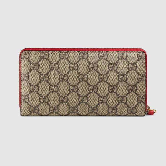 Gucci GG Supreme Canvas Zip Around Wallet with Cherries