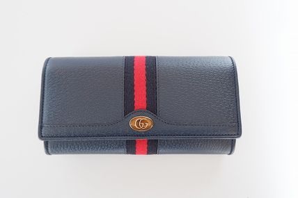 Gucci Ophidia Leather Continental Wallet On Chain in Blue