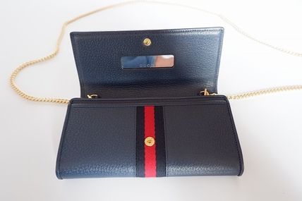 Gucci Ophidia Leather Continental Wallet On Chain in Blue