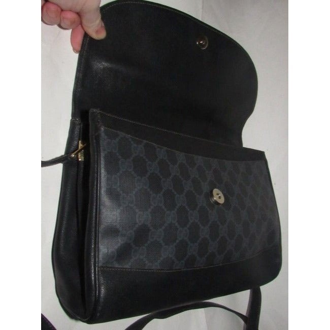 Gucci Guccissima Envelope Grey On Black G Logo Print Leather