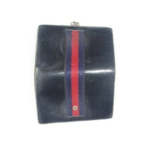 Gucci Navy Blue Leather with Red and Navy Sherry