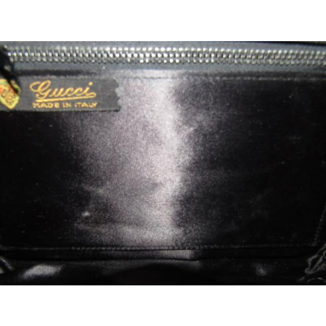 Gucci Evening W Early Enamel And Rhinestone Clasp Black Silk Corde Shoulder Bag
