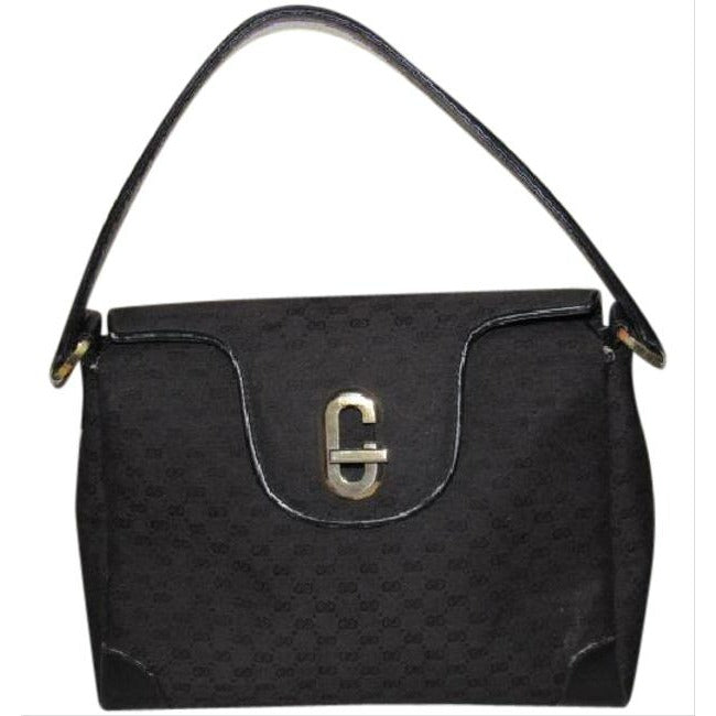 Gucci Black Micro Guccissima Print Jackie Satchel w G Twist Clasp