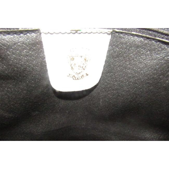 Gucci White Hard Boxy Leather Bucket Bag w red/blue stripe