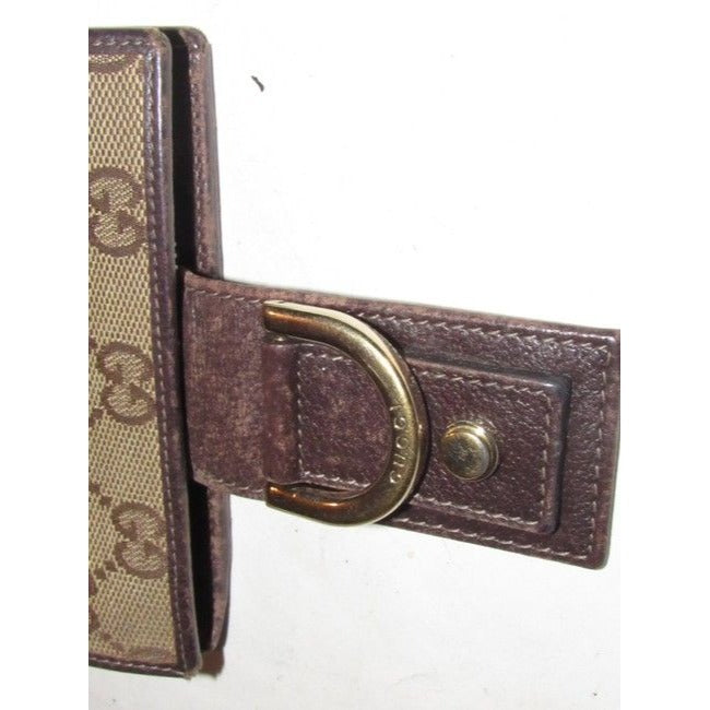 Gucci Brown Large G Logo Print Coated Canvas And Brown Leather With A Gold Abbey D Ring Accent Vinta