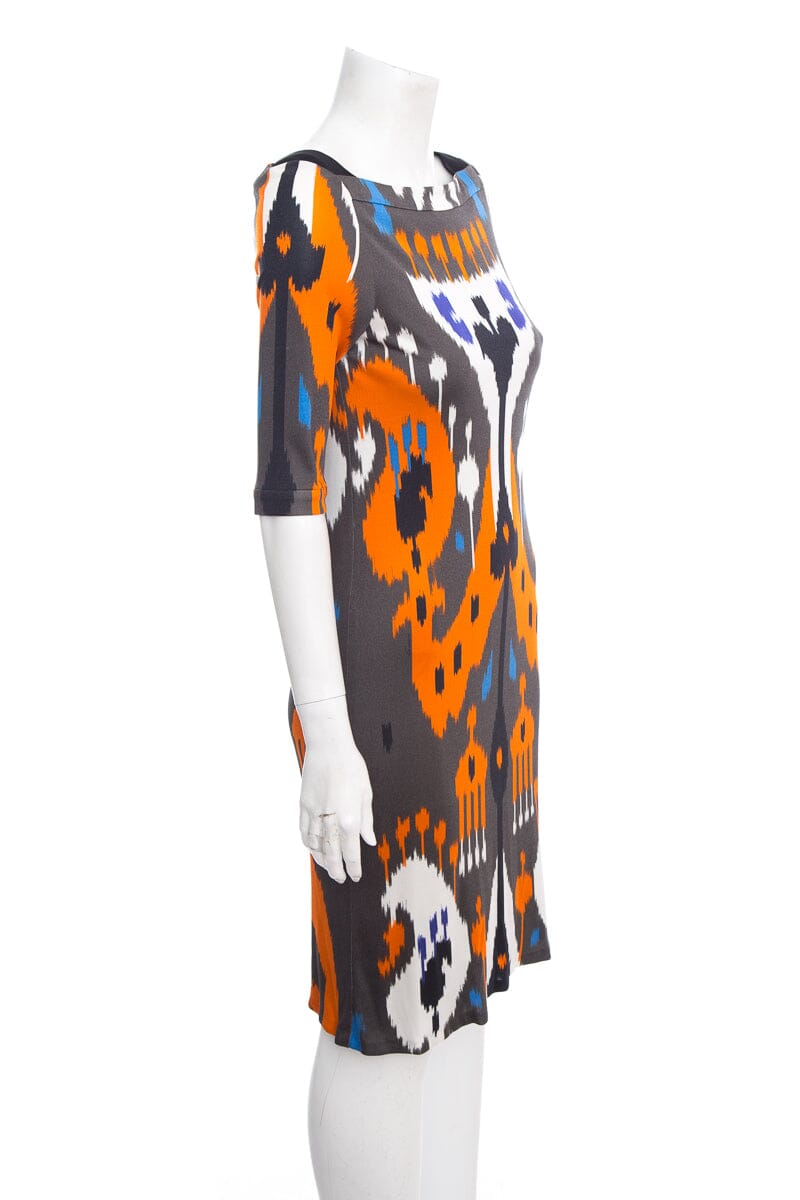 Gucci Multicolor Orange and Grey Printed Fitted Shift Dress SZ 40 NWT