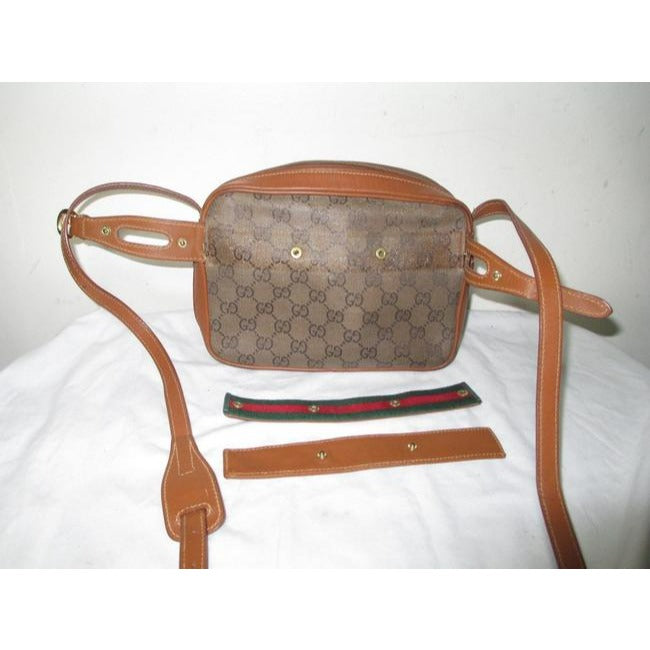Gucci Supreme W Guccissima Print Removable Red Green Stripe Accents Brown And Gg Leather Hobo
