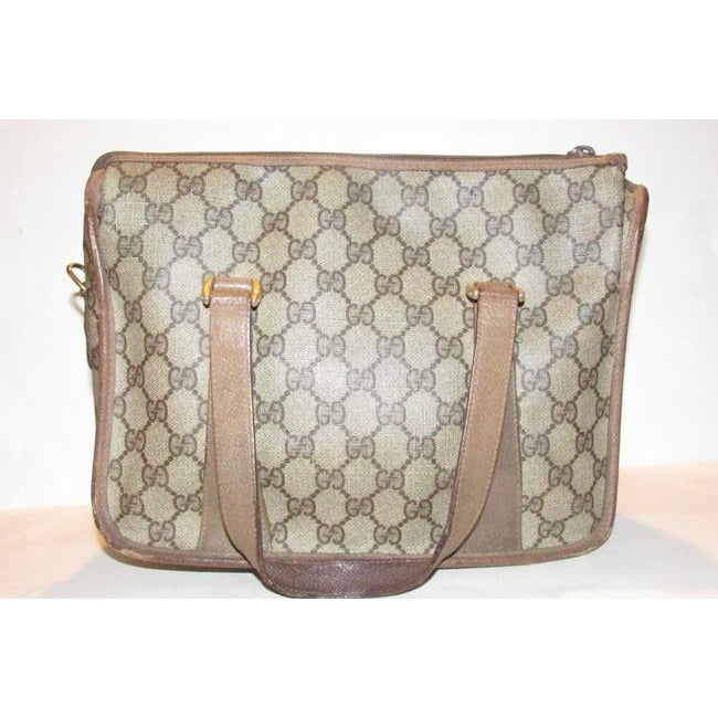 Gucci Vintage Pursesdesigner Purses Brown Large G Logo Print Coated Canvas And Brown Leather With Re