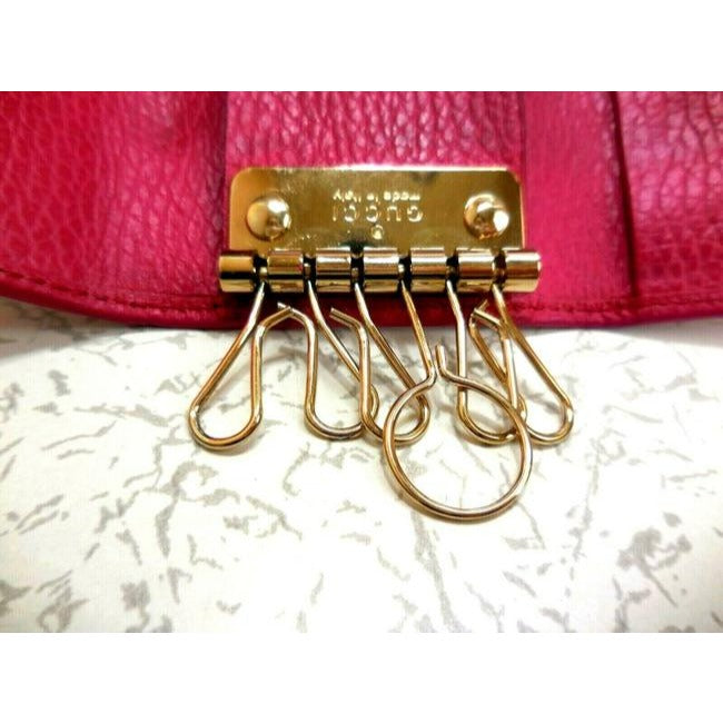 Gucci Hot Pink Leather Key Holders And Wallet