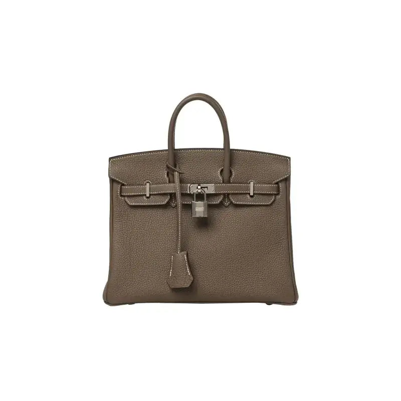 HERMES Birkin Bag Etoupe Elephant Gray togo Leather Handbag (25,28)  silver hardware